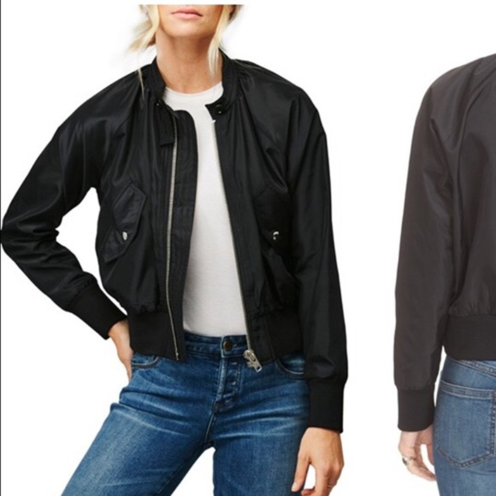 Free People Black Bomber Jacket